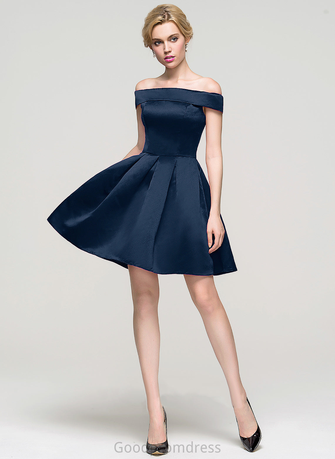 Dress Satin Off-the-Shoulder Homecoming Homecoming Dresses Meredith Short/Mini A-Line