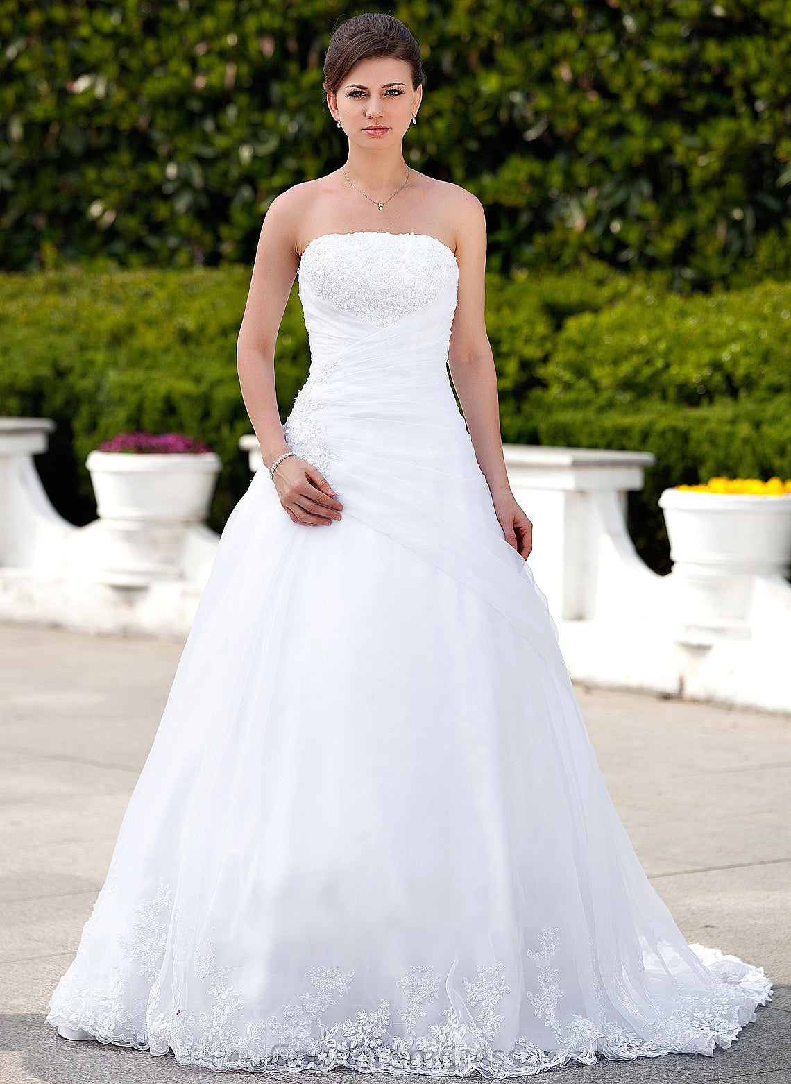 Train With Chapel Jamya Wedding Wedding Dresses Dress Organza Lace Ball-Gown/Princess Satin Strapless Beading