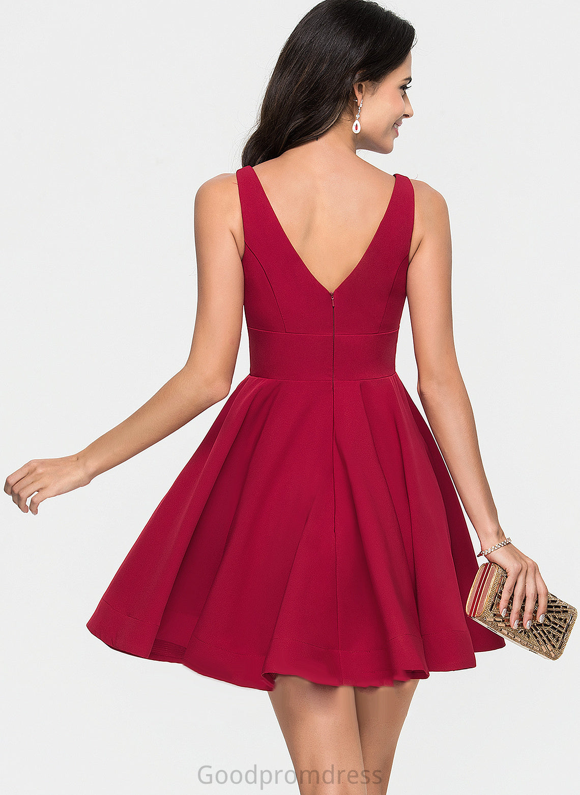 Stretch Crepe Homecoming Dress Alivia A-Line Homecoming Dresses Short/Mini V-neck