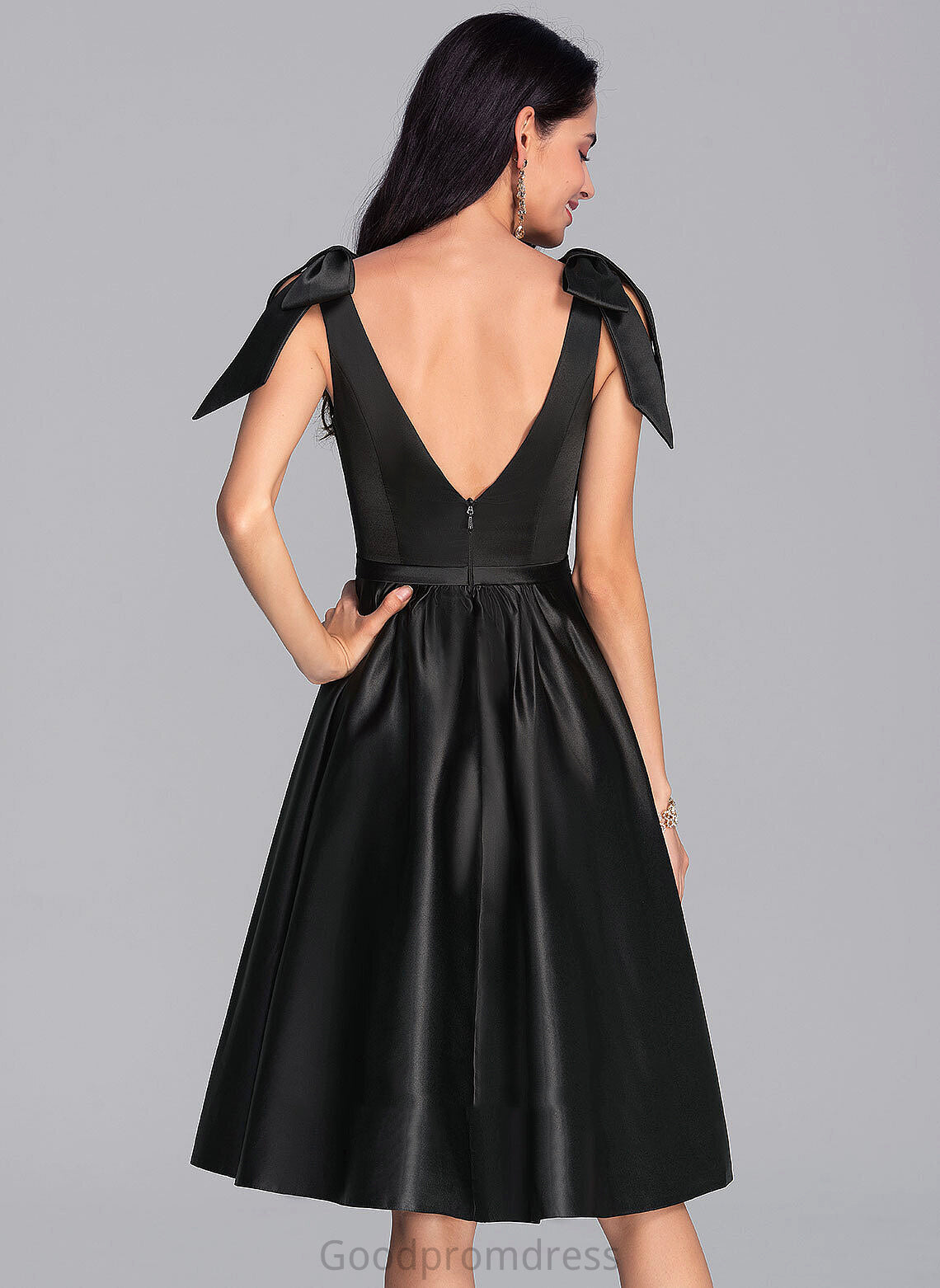 Bow(s) Homecoming Homecoming Dresses Satin Amirah Dress A-Line With Square Knee-Length Neckline