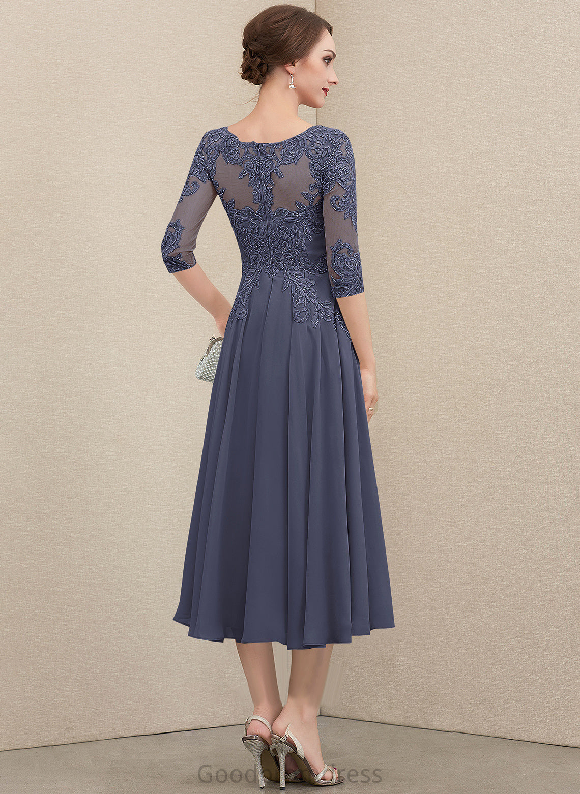 Dress Lace Sequins Bride Beading A-Line Scoop With Heather of Chiffon the Mother of the Bride Dresses Mother Neck Tea-Length