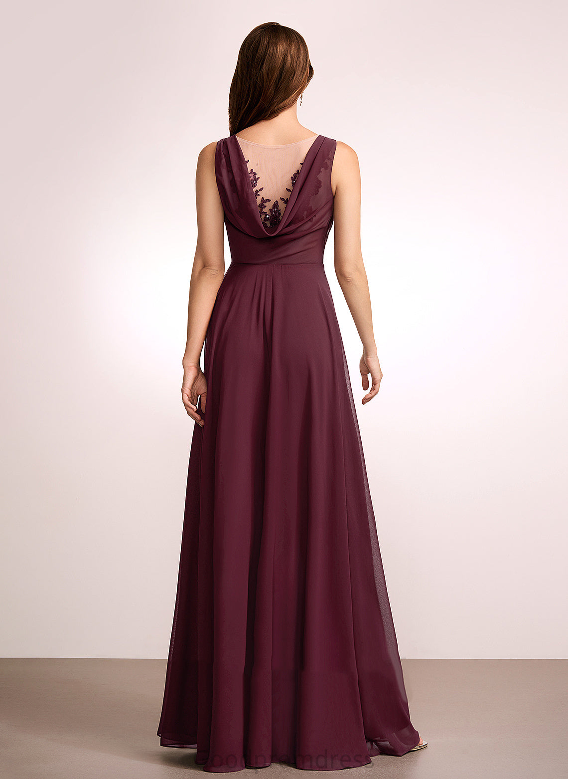 Length Embellishment Neckline Fabric Lace Silhouette Floor-Length A-Line V-neck Nia Floor Length Scoop Bridesmaid Dresses