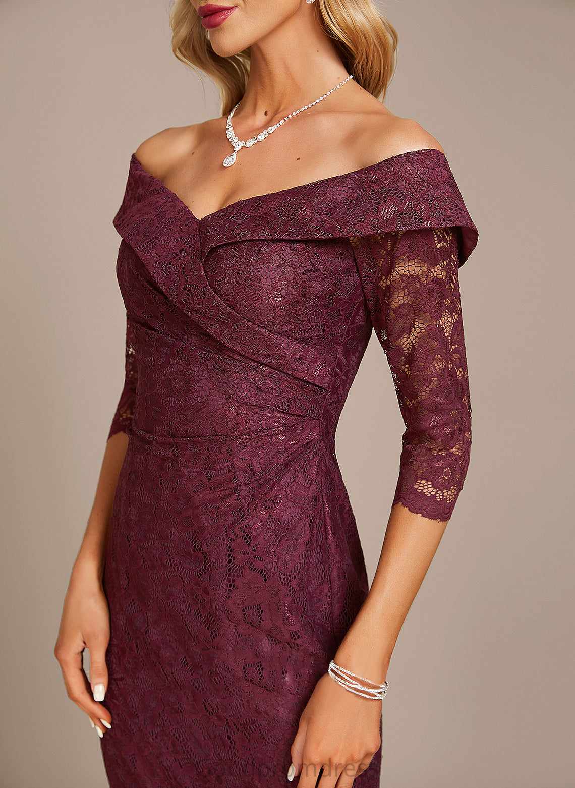 Knee-Length Dress Cocktail Dresses Georgia Cocktail Sheath/Column Lace Off-the-Shoulder