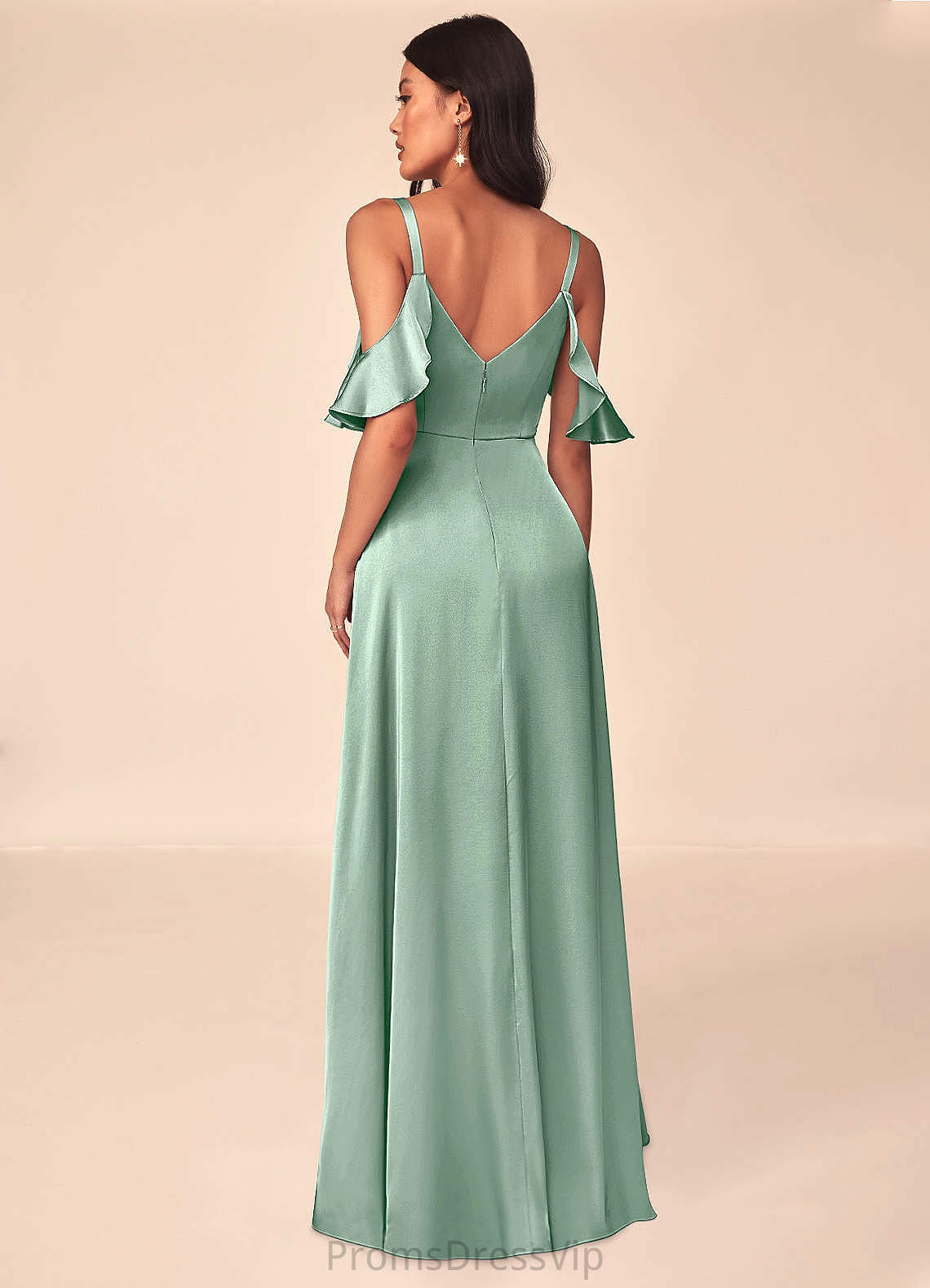 Emilie Trumpet/Mermaid Natural Waist Spaghetti Staps Floor Length Sleeveless Bridesmaid Dresses