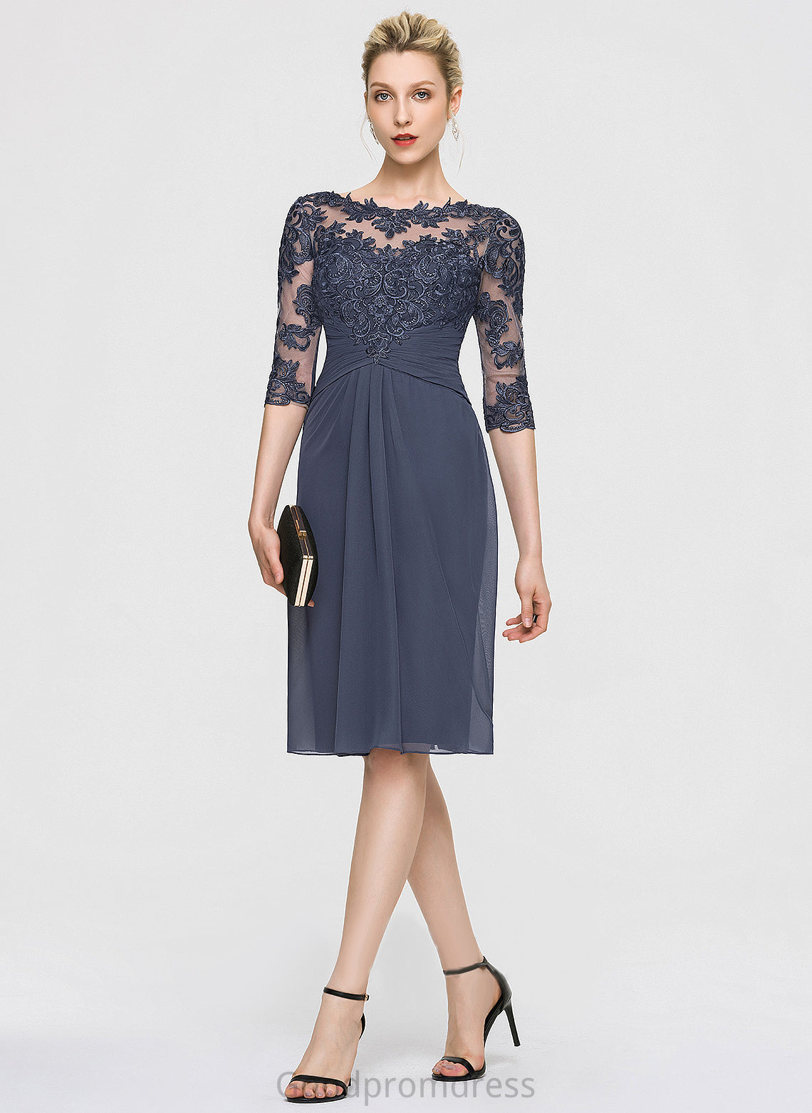 Neck Sheath/Column Essence Lace Cocktail Dresses Scoop Dress Cocktail Knee-Length Chiffon