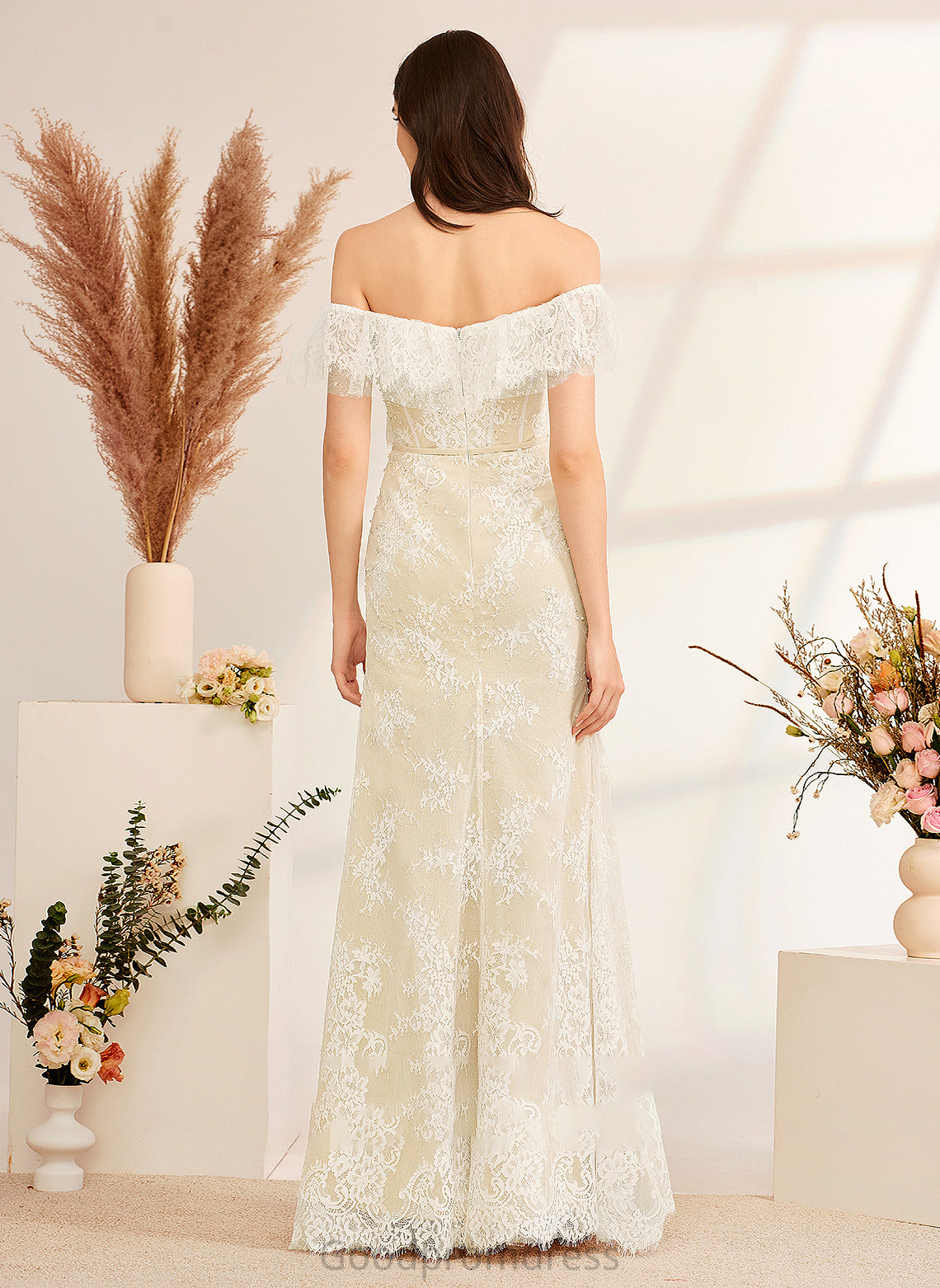 Dress Off-the-Shoulder With Sequins Amy Trumpet/Mermaid Beading Floor-Length Wedding Wedding Dresses