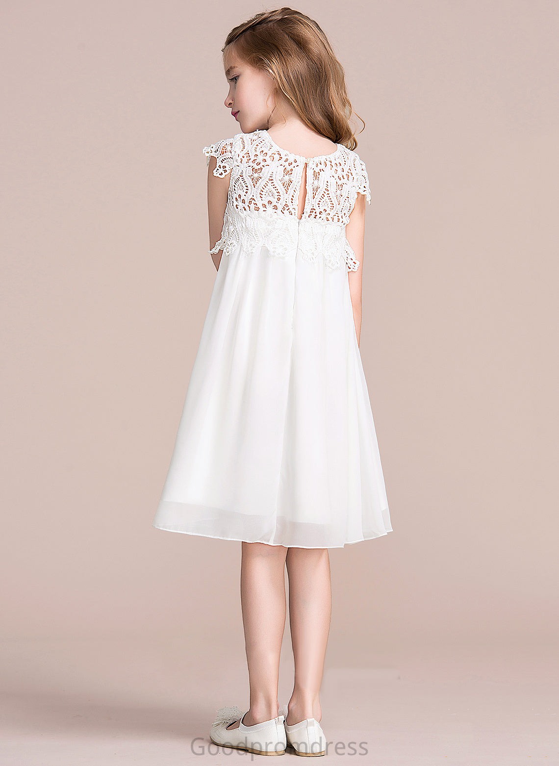 Neck Flower Girl Dresses Chiffon/Lace Sleeveless Knee-length Scoop Girl - Dress Kaylyn Empire Flower