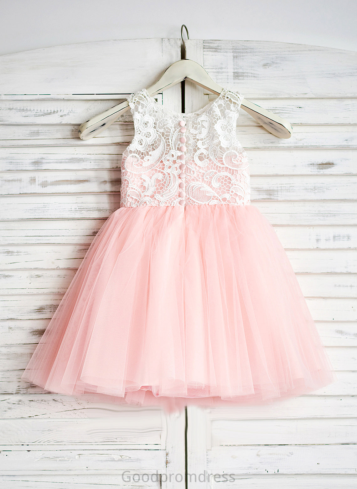 Sleeveless Tulle Lace Girl Dress With Knee-length A-Line - Lucy Flower Flower Girl Dresses Scoop Neck