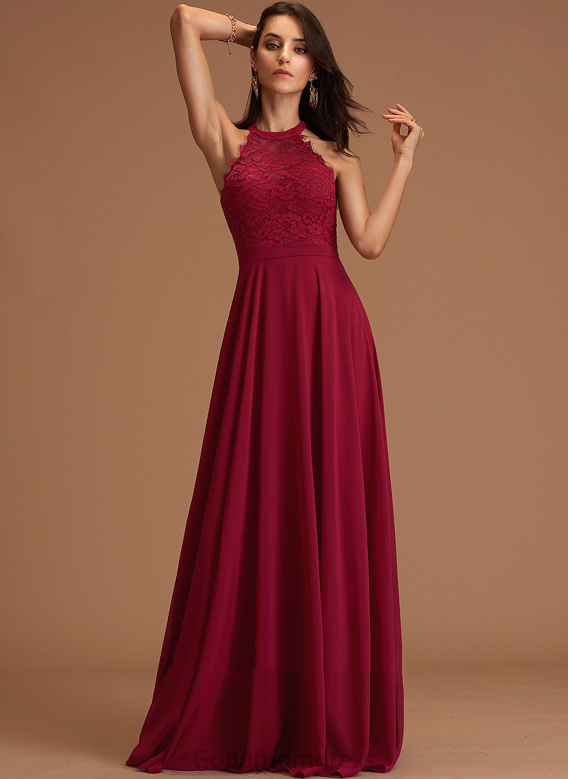 Neck A-line Dresses Sofia Round Formal Dresses Chiffon