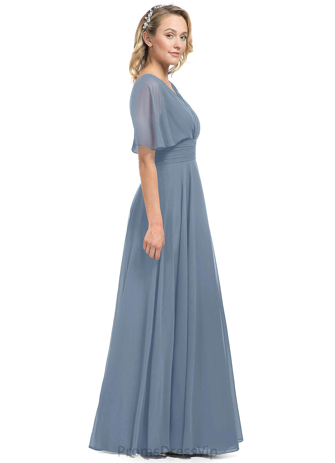 Una Sleeveless Halter Floor Length Natural Waist A-Line/Princess Bridesmaid Dresses