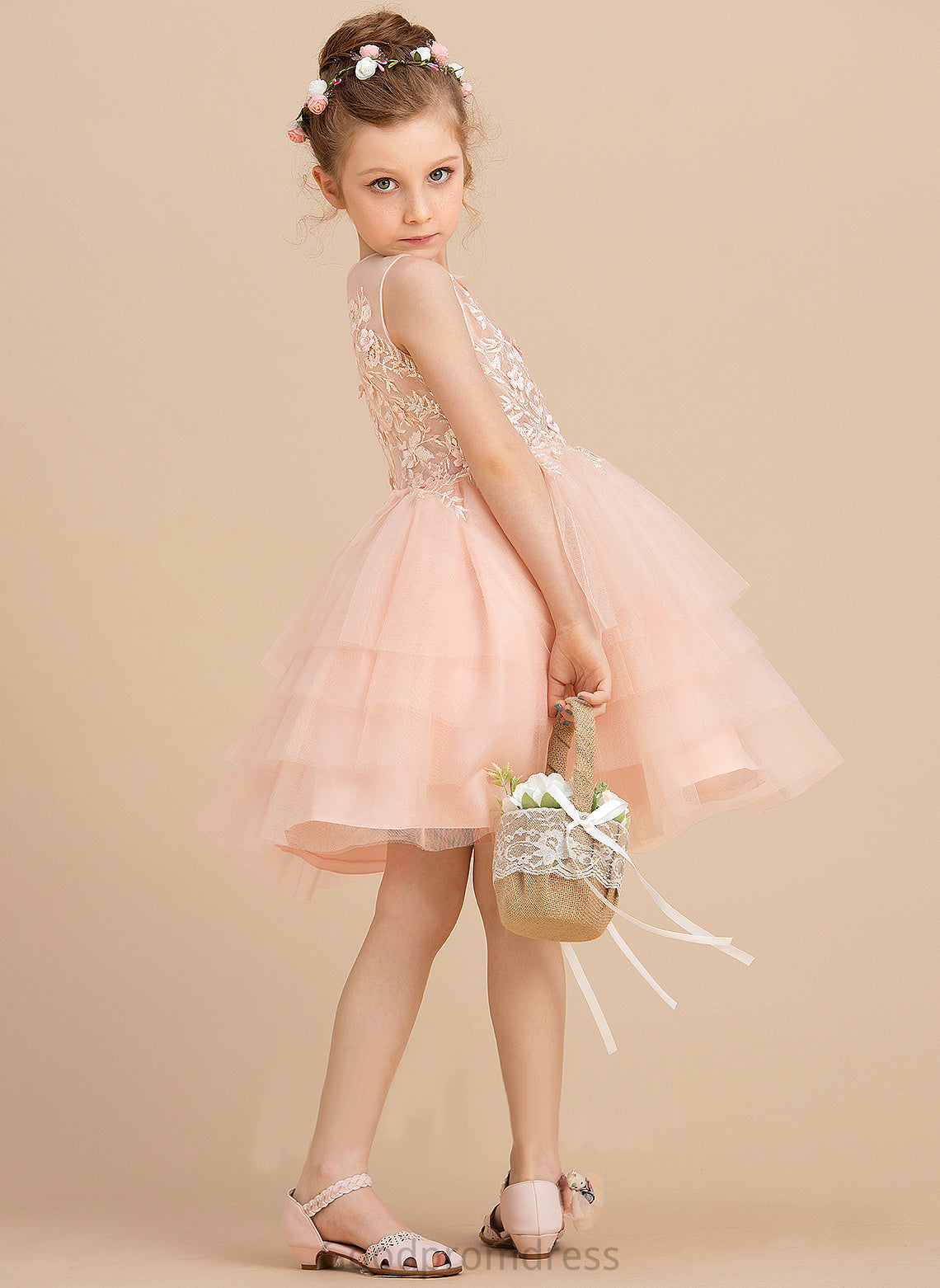 Sleeveless Knee-length Lace/Beading Flower Tulle/Lace With - Neck Girl Ball-Gown/Princess Kayleigh Dress Scoop Flower Girl Dresses