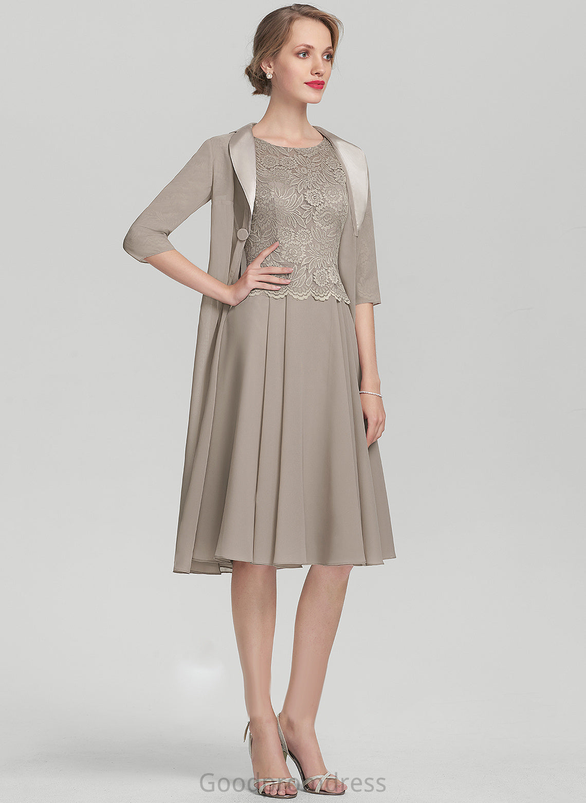 Bride A-Line Neck the Knee-Length Chiffon Mother of the Bride Dresses Talia Scoop Lace Dress of Mother