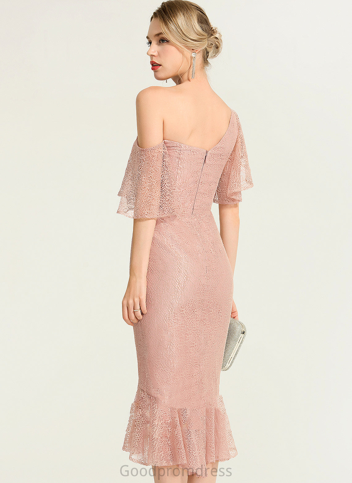 One-Shoulder Lace Asymmetrical Cocktail Dress Cocktail Dresses Toni Trumpet/Mermaid