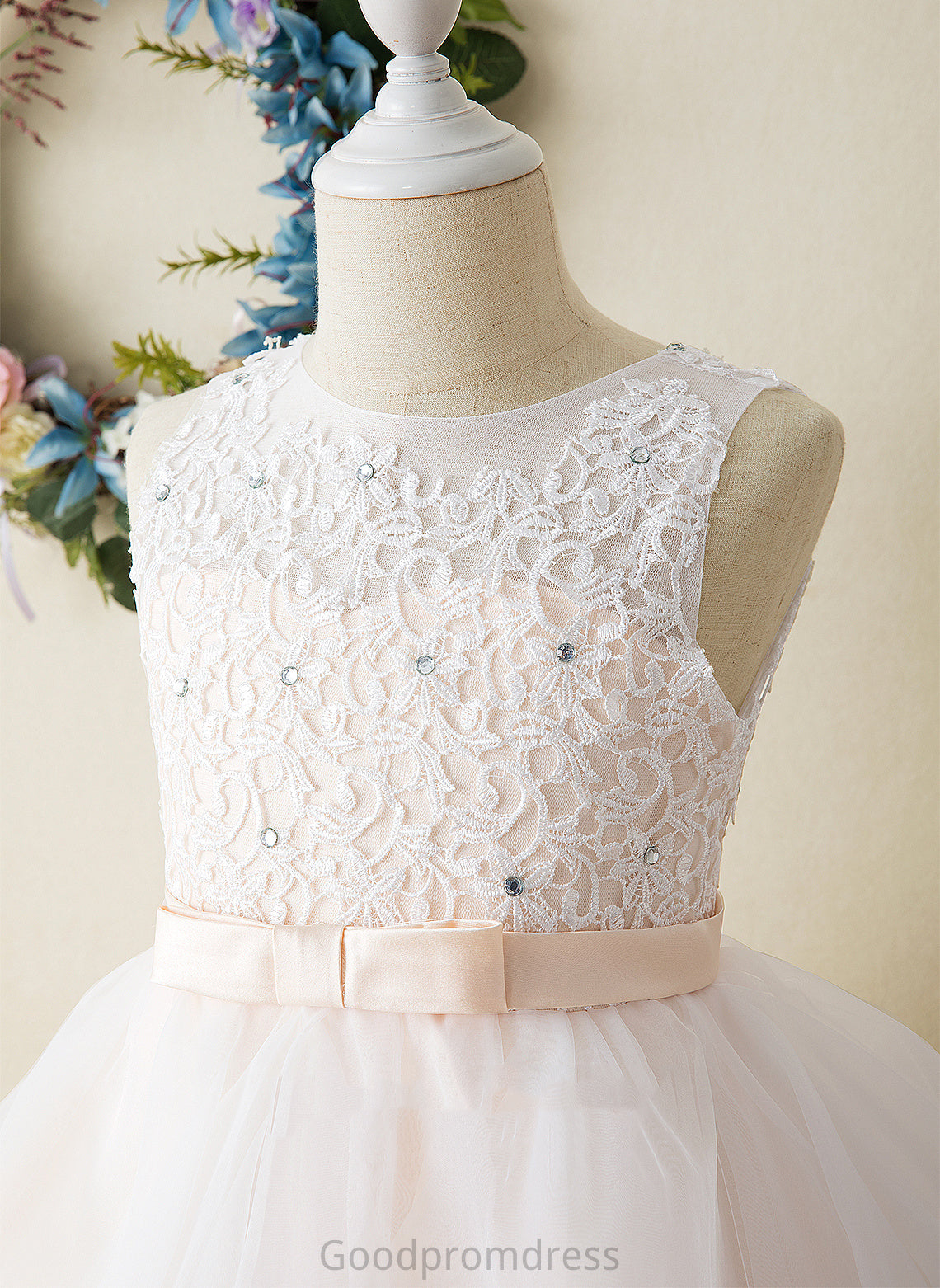 Tulle/Lace Flower Girl Dresses Yareli Ball-Gown/Princess - Tea-length Scoop Sleeveless Dress Flower Girl Neck