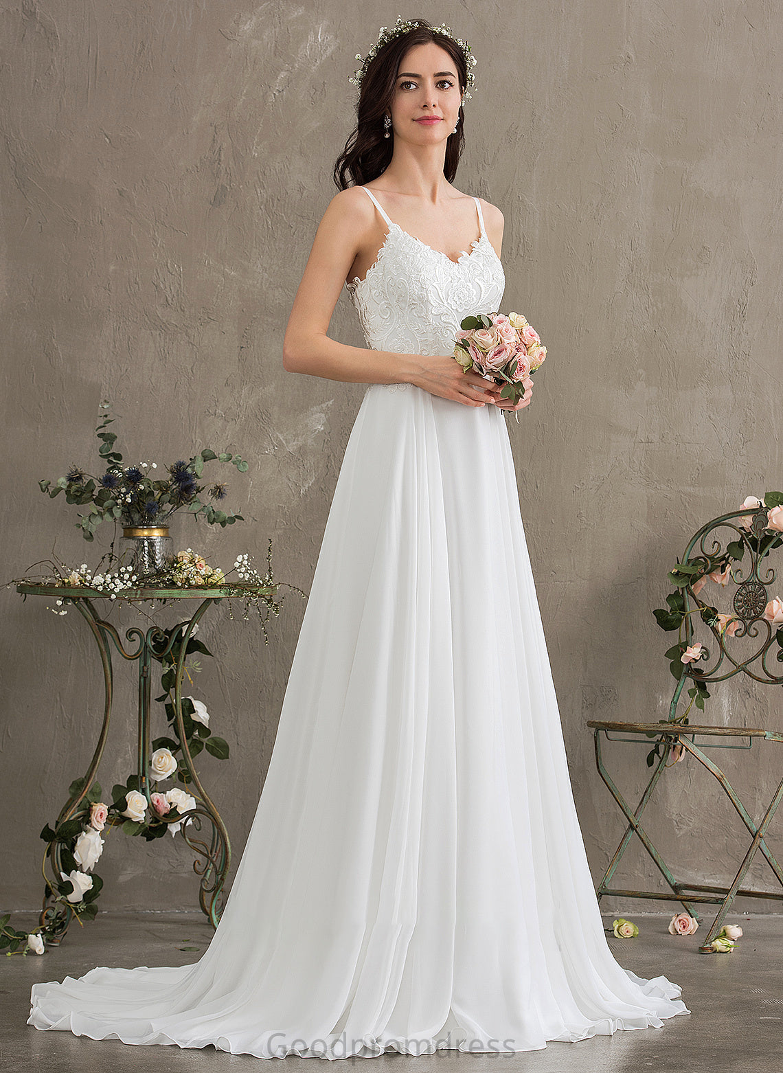 Wedding Sweetheart Dress Train Wedding Dresses A-Line Alexus Sweep Chiffon