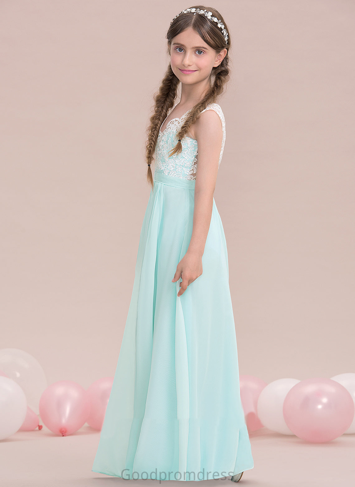 Patricia Floor-Length V-neck Junior Bridesmaid Dresses A-Line Chiffon