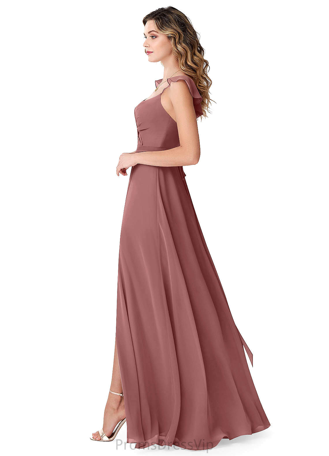 Mercedes A-Line/Princess Floor Length Straps Sleeveless Empire Waist Bridesmaid Dresses