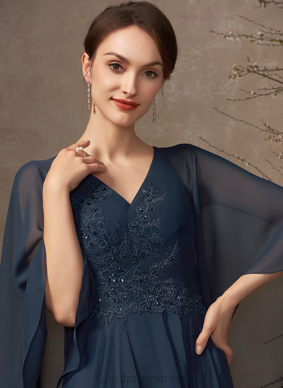 V-neck Chiffon Dress A-Line the Lace Mother Sequins Floor-Length of Bride With Mother of the Bride Dresses Beading Taniya