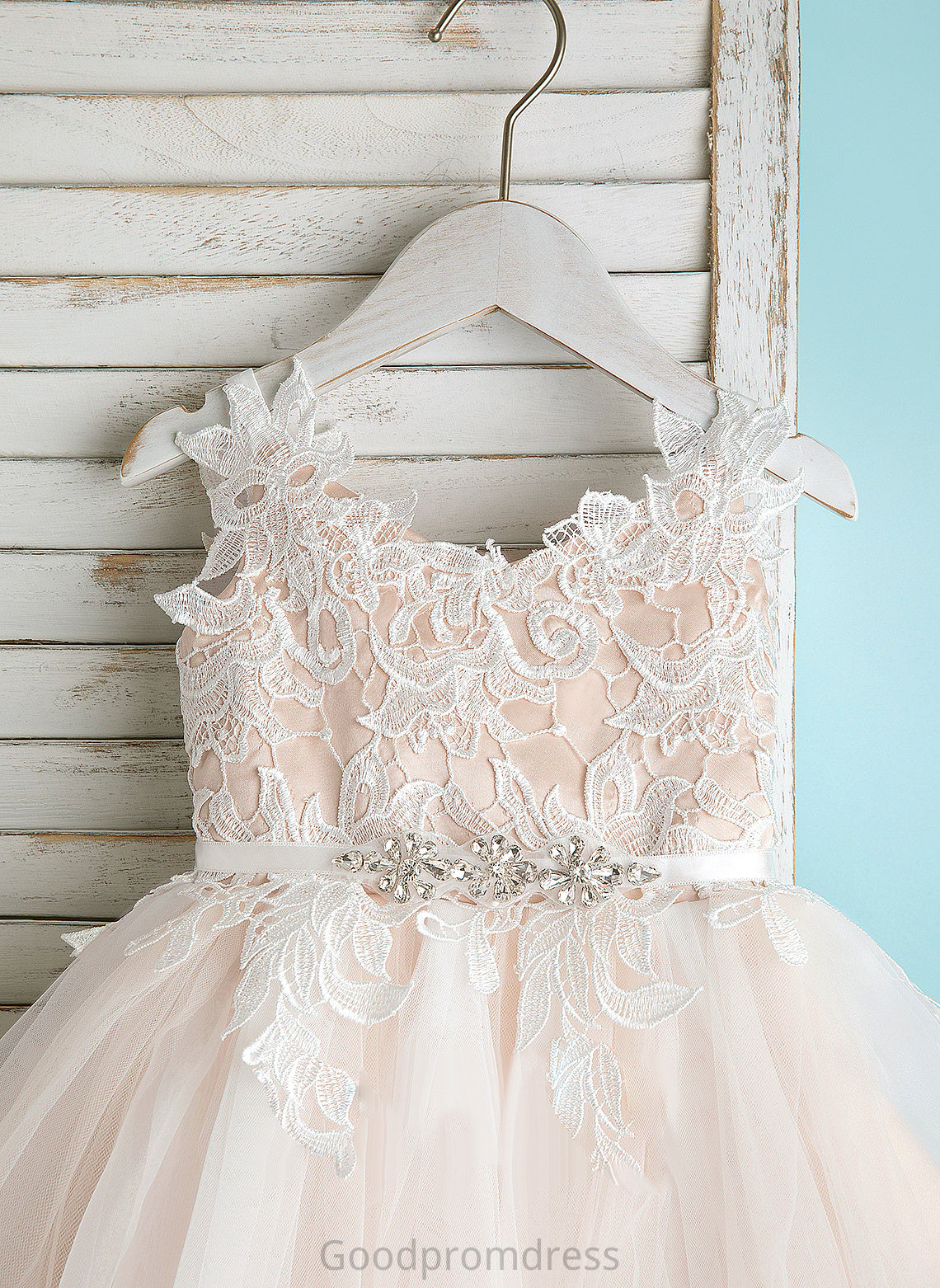 Flower Girl Dresses Dress V-neck/Straps Knee-length Flower Girl - Tulle/Lace Sleeveless A-Line Jaden