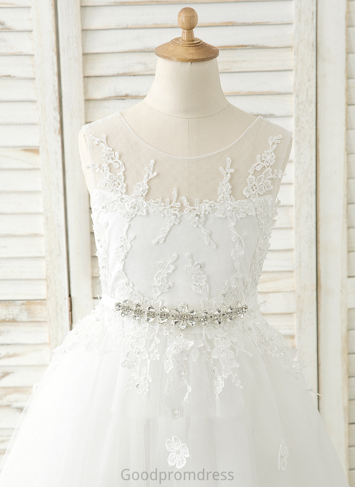 Flower Girl Dresses - Tulle/Lace Dress Neck Celeste A-Line Girl Floor-length Sleeveless Flower Scoop