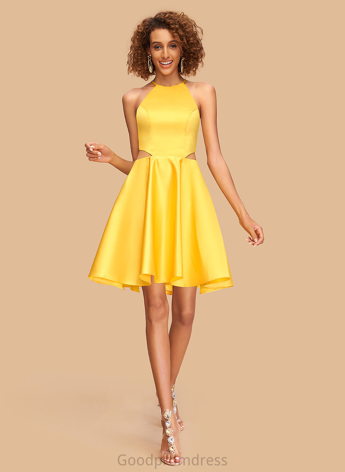 Homecoming Satin A-Line Short/Mini Homecoming Dresses Dress Scoop Neck Michaela