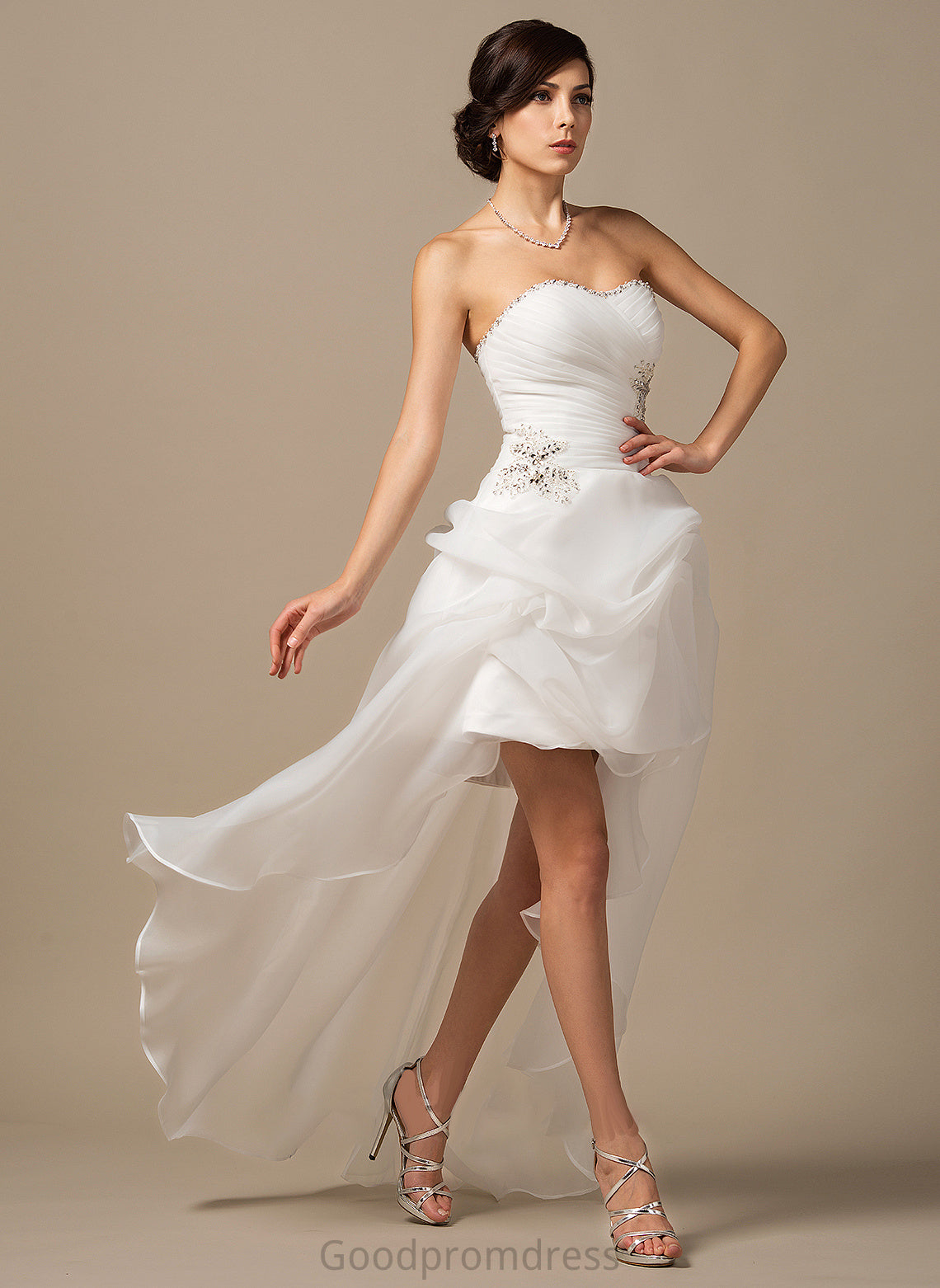 Asymmetrical With Felicity Ruffle Beading Dress Wedding Dresses Wedding Sweetheart Organza A-Line Sequins