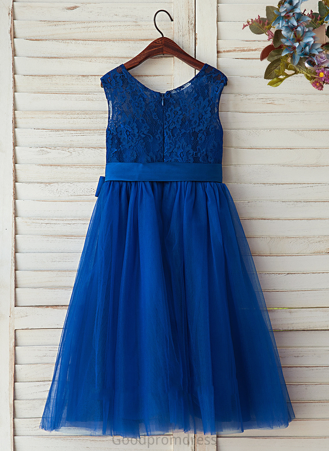 Flower Girl Dresses Satin/Tulle/Lace Flower Girl Scoop - Sleeveless A-Line Dress Neck Lesly Tea-length