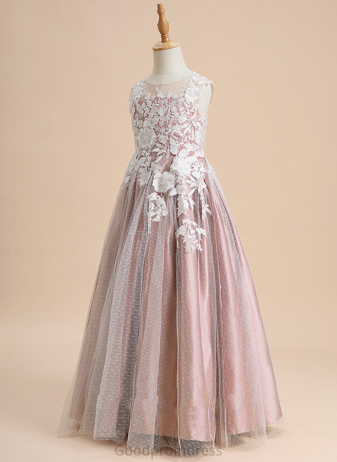 Flower Girl Dresses Dress Girl A-Line Sleeveless Neck Sam Floor-length Flower - Lace Scoop With Tulle