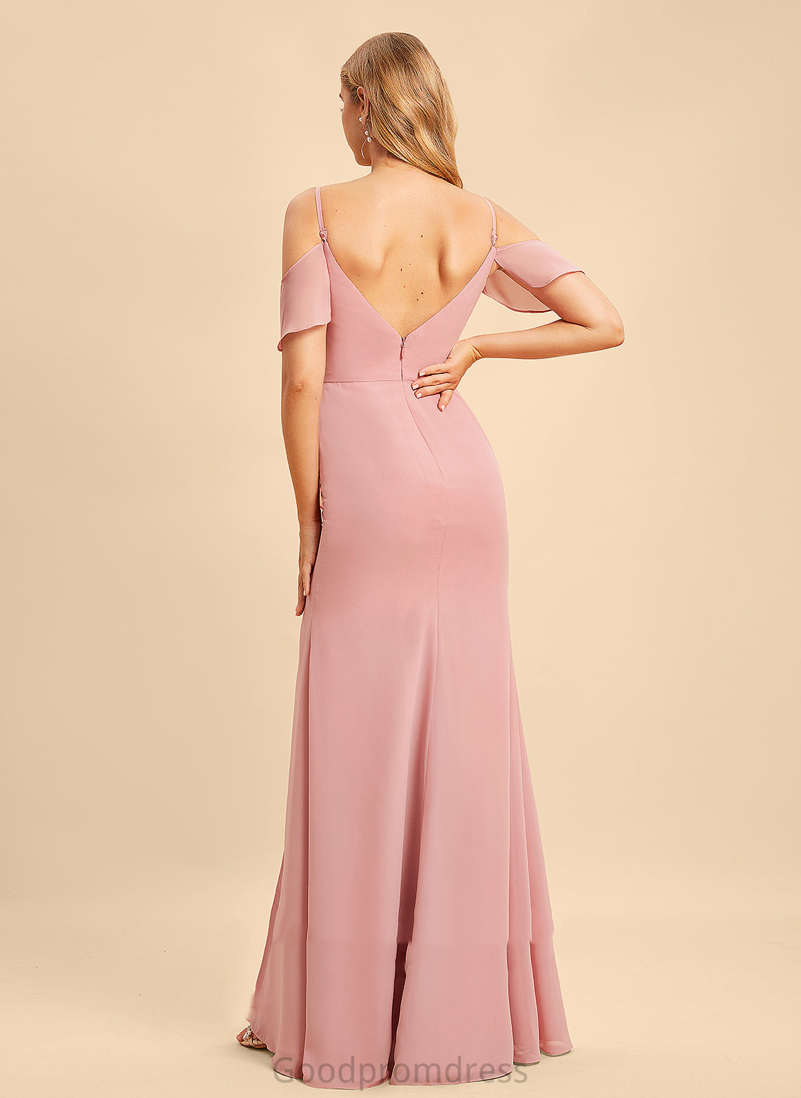 Floor-Length Ruffle Length Neckline SplitFront Silhouette Embellishment A-Line V-neck Fabric Liliana Floor Length Bridesmaid Dresses