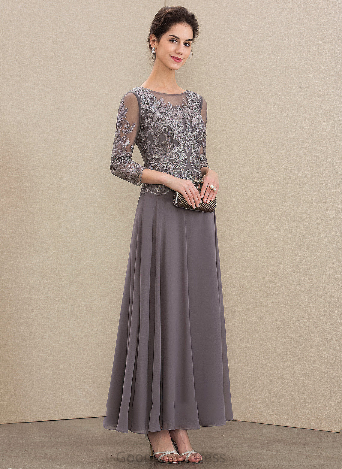 Chiffon Scoop the Lace of Dress Neck Ankle-Length Bride A-Line Mother Mother of the Bride Dresses Athena