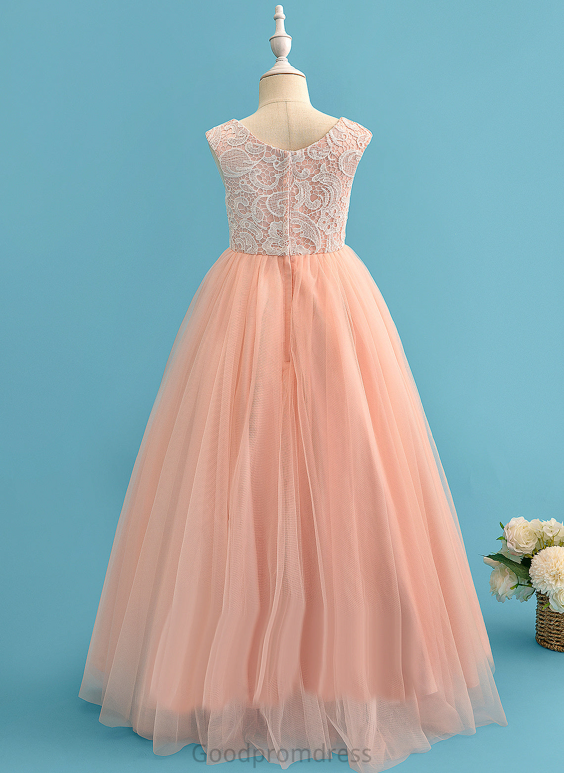 Flower Girl Dresses Sleeveless Floor-length Beading/Flower(s) Tulle/Lace Girl Flower Neck Melinda With Ball-Gown/Princess Scoop - Dress