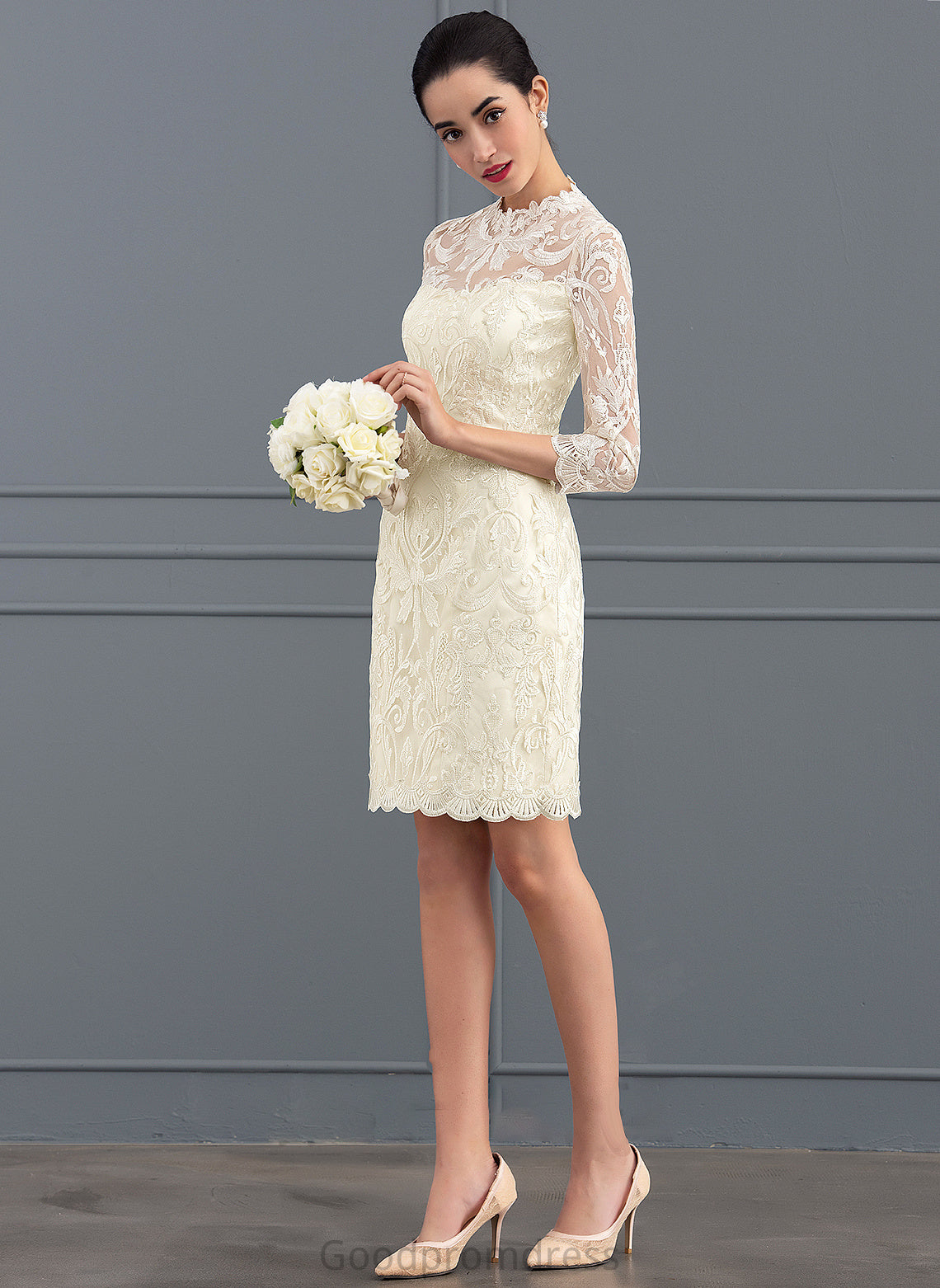 Dress Lace Sheath/Column Alison Knee-Length Wedding Wedding Dresses Neck High