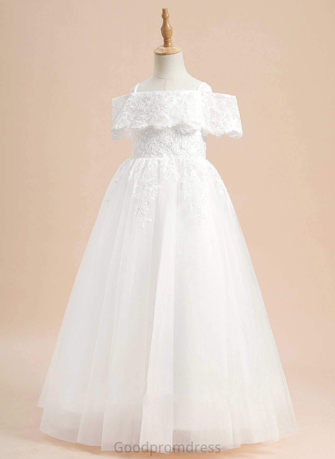 Lace Floor-length Sleeves Short With Tulle Girl Off-the-Shoulder Dress - Flower Flower Girl Dresses Ball-Gown/Princess Ryan