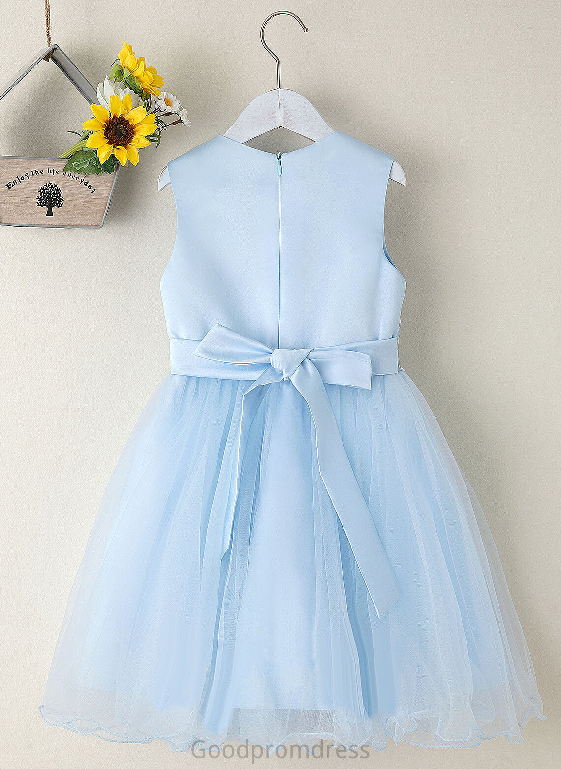 Flower Girl Dresses With Girl Flower Neck Tulle/Lace Sleeveless A-Line Dress Scoop Flower(s) Alyvia Knee-length -