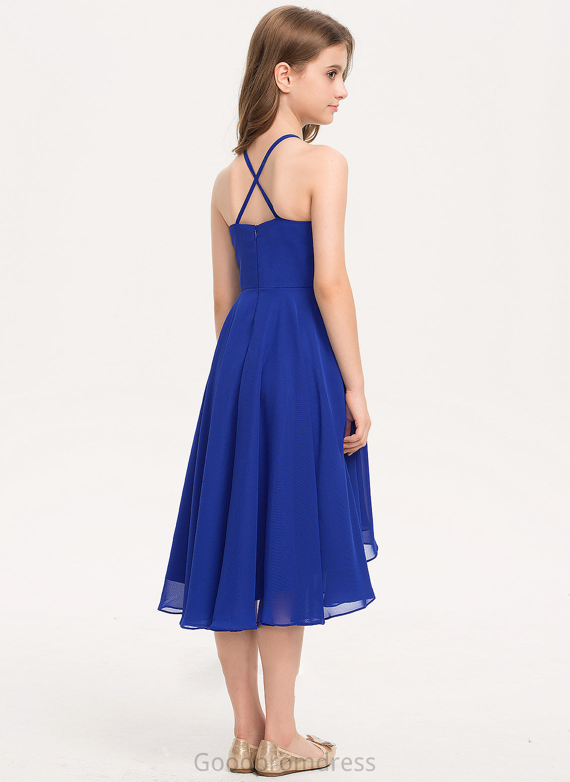 Asymmetrical Neck Chiffon Junior Bridesmaid Dresses Ruffle With A-Line Scoop Kaylah