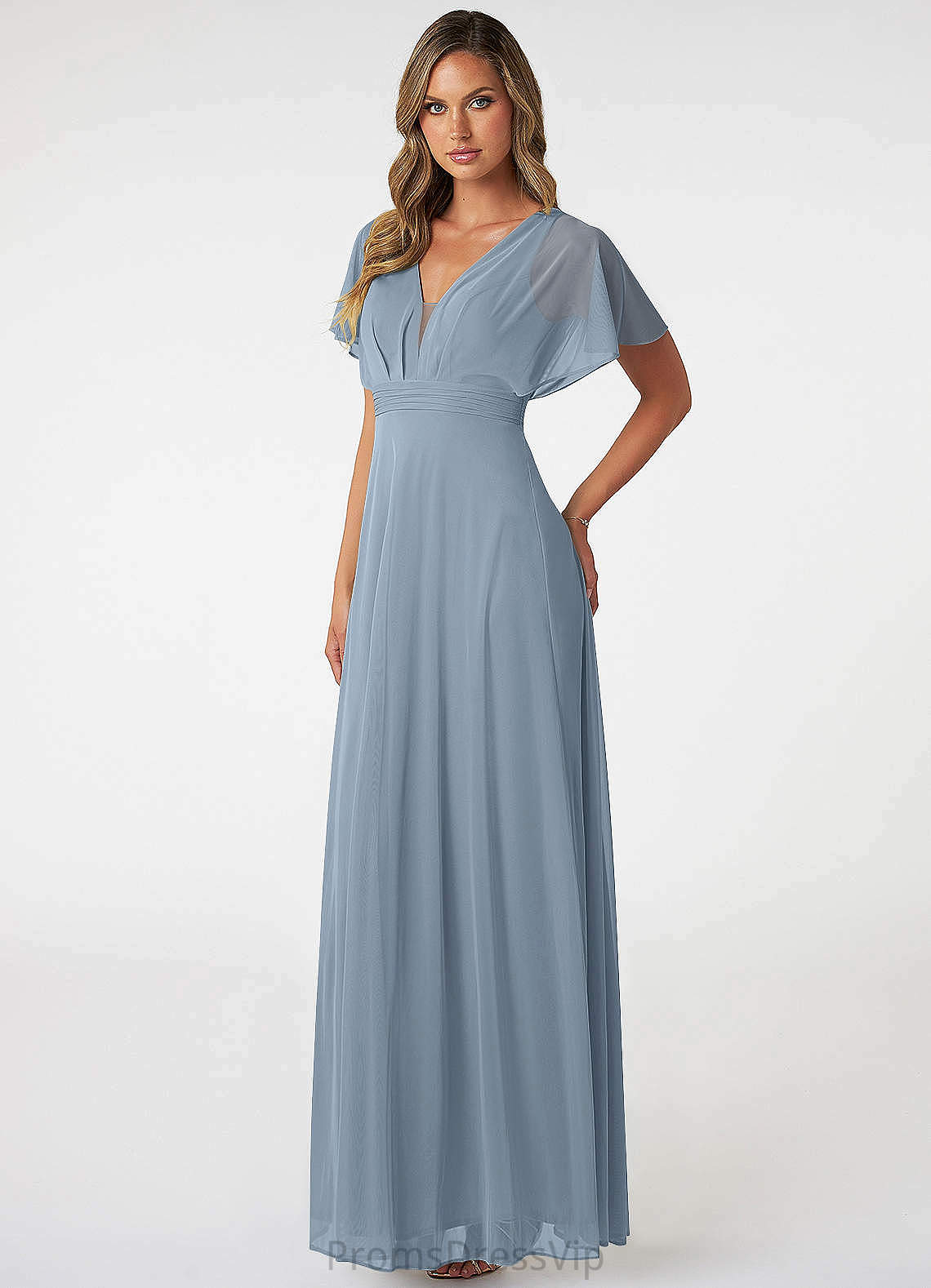 Makena Halter Floor Length A-Line/Princess Sleeveless Natural Waist Bridesmaid Dresses