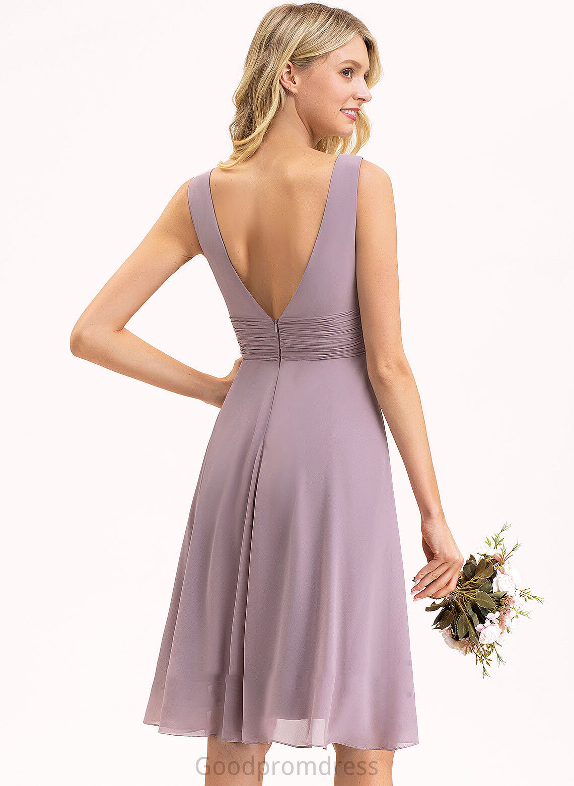 Silhouette A-Line Neckline Embellishment Fabric Ruffle Length Asymmetrical V-neck Desiree Sleeveless Scoop Bridesmaid Dresses