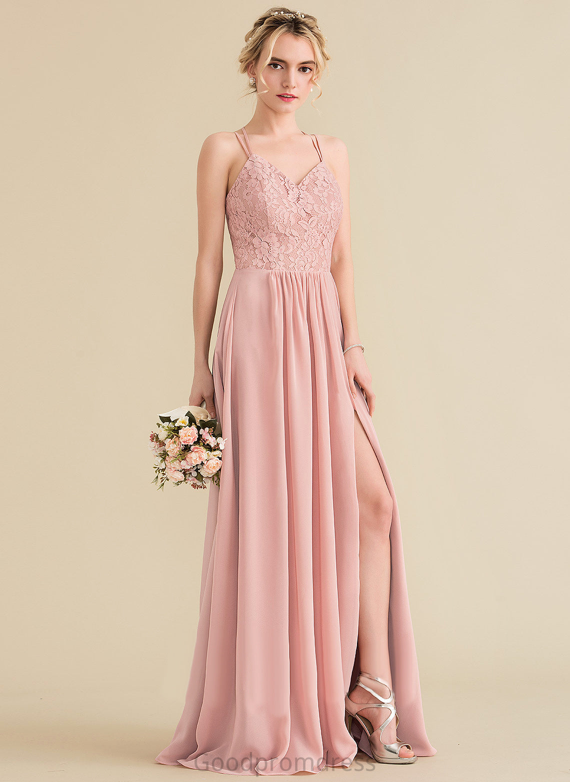 Rihanna Floor-Length Chiffon Prom Dresses Sweetheart A-Line Lace