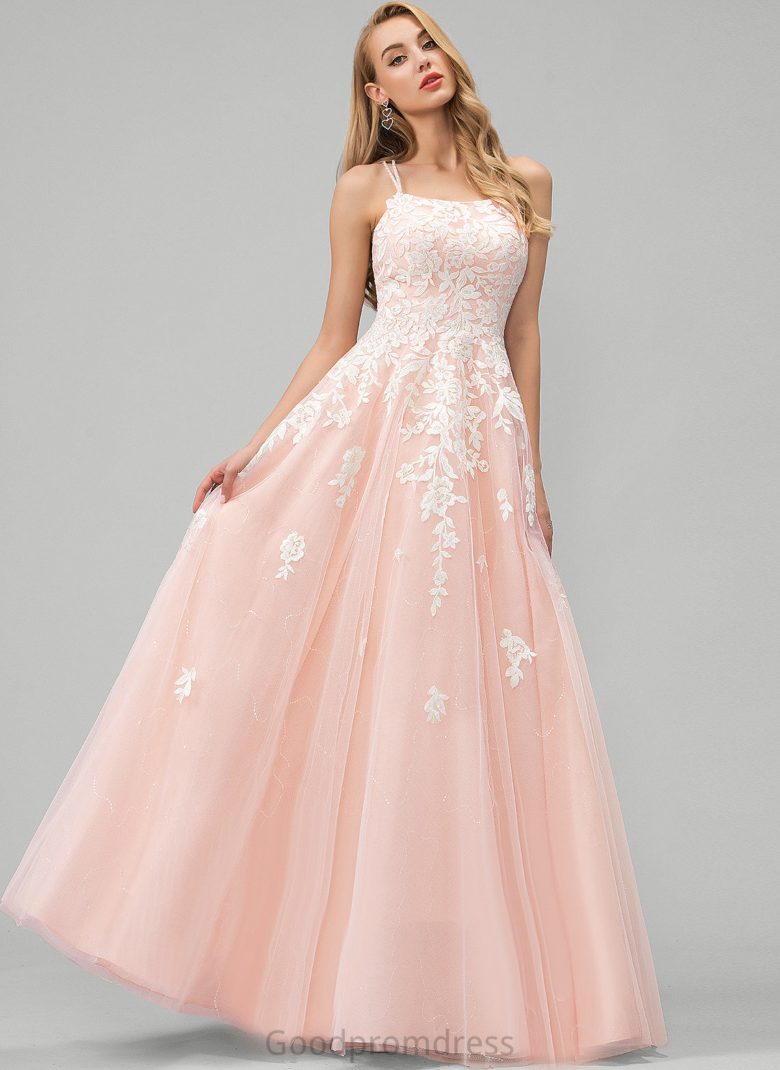 Square Lace Sequins Floor-Length Ball-Gown/Princess With Tulle Ayanna Prom Dresses