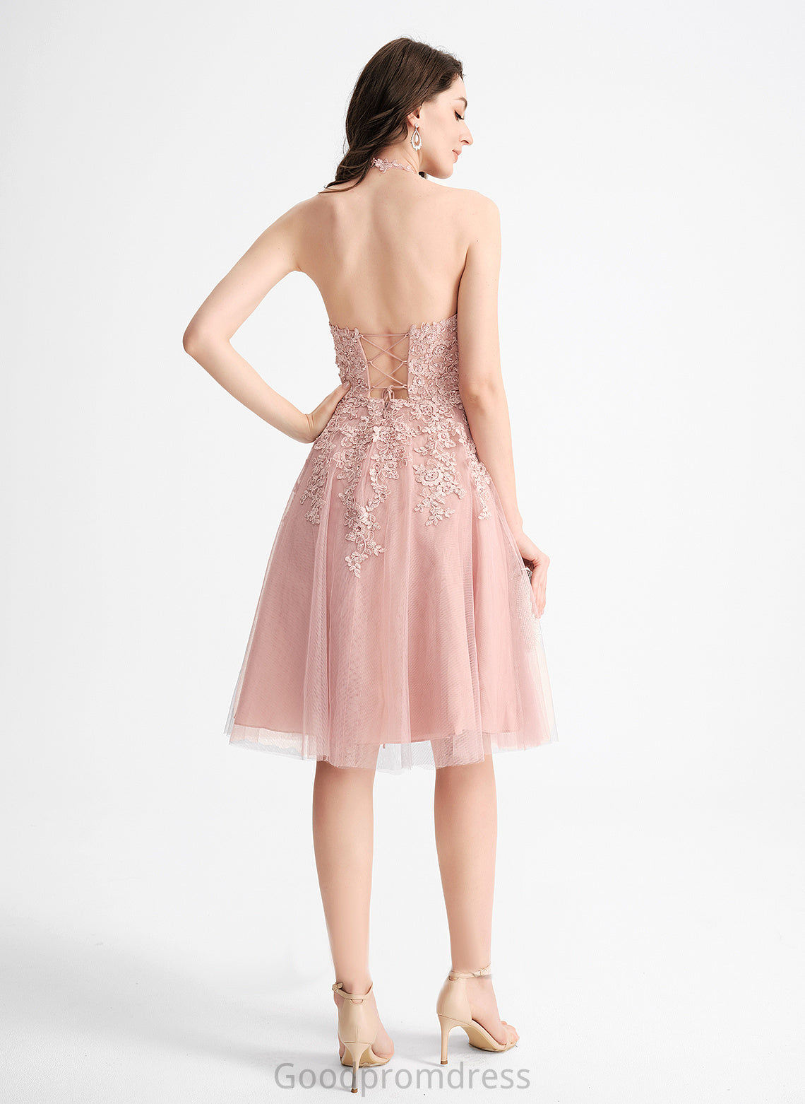 Neck Ashlee With Scoop A-Line Dress Tulle Homecoming Dresses Lace Knee-Length Homecoming