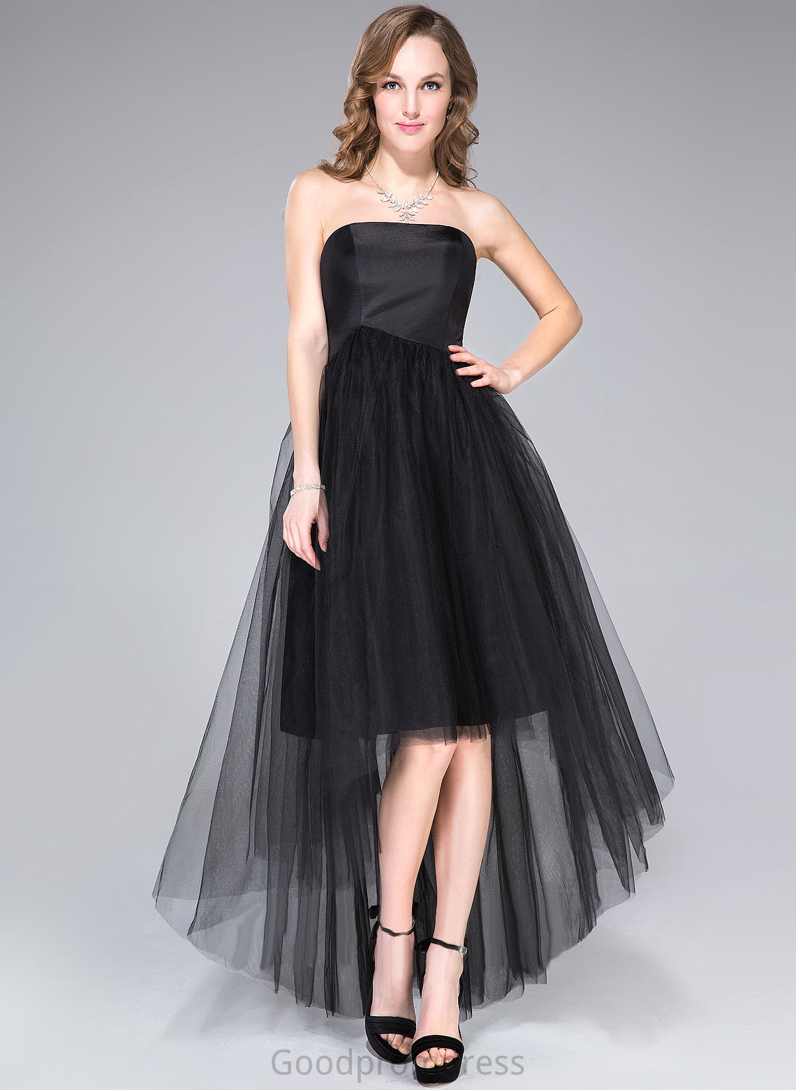 Strapless Kamryn Ruffle Asymmetrical Dress Homecoming With Taffeta Tulle A-Line Homecoming Dresses