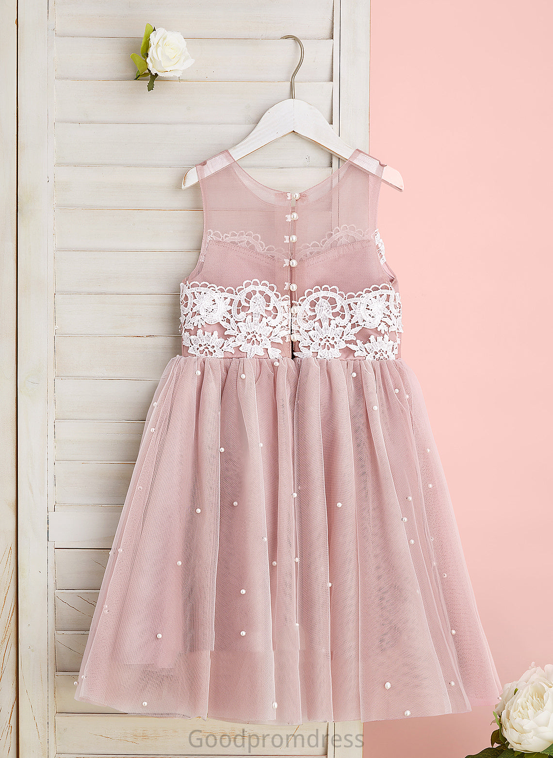 Girl - With Sleeveless Neck Dress Flower Girl Dresses Tulle Carolina A-Line Flower Lace/Beading Knee-length Scoop