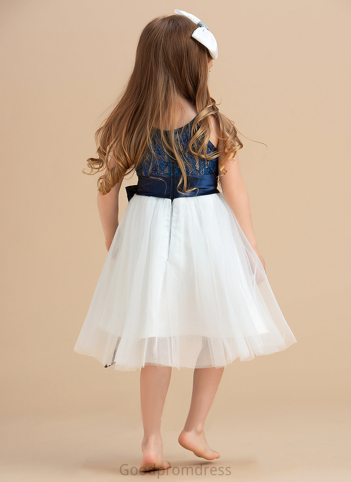 Tulle/Lace Scoop Sleeveless Dress Flower Greta Girl Knee-length Flower Girl Dresses A-Line - Neck