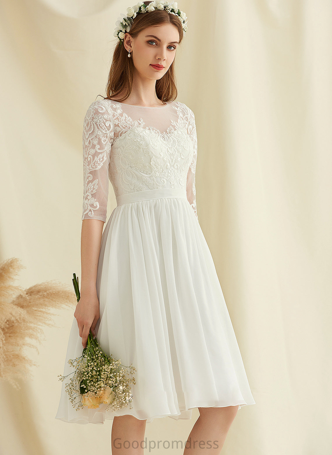 Sequins With Chiffon Wedding Dresses Valery Dress Lace Wedding Knee-Length A-Line