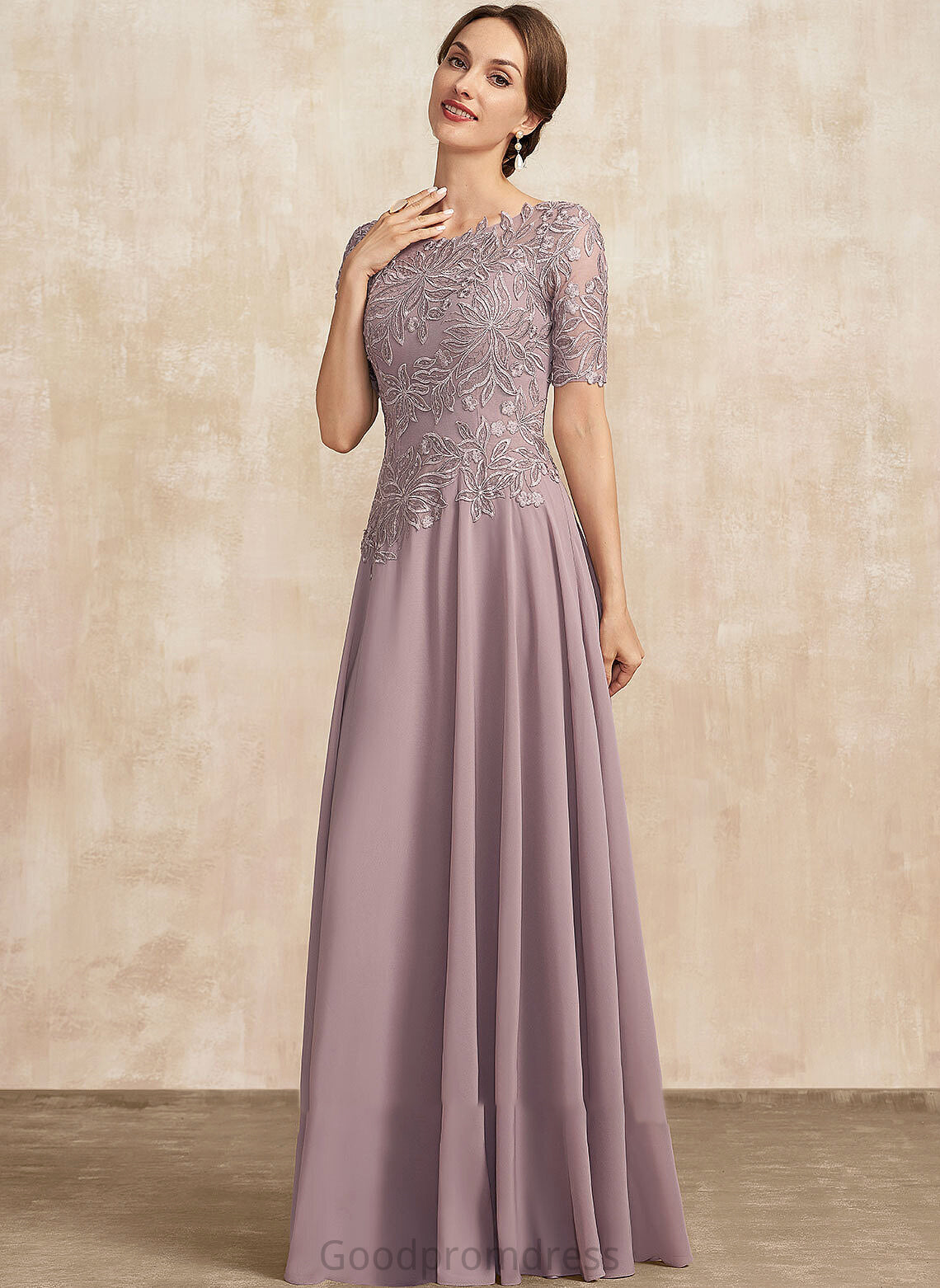 Chiffon Dress Neck of Amy Lace A-Line the Mother of the Bride Dresses Scoop Mother Floor-Length Bride