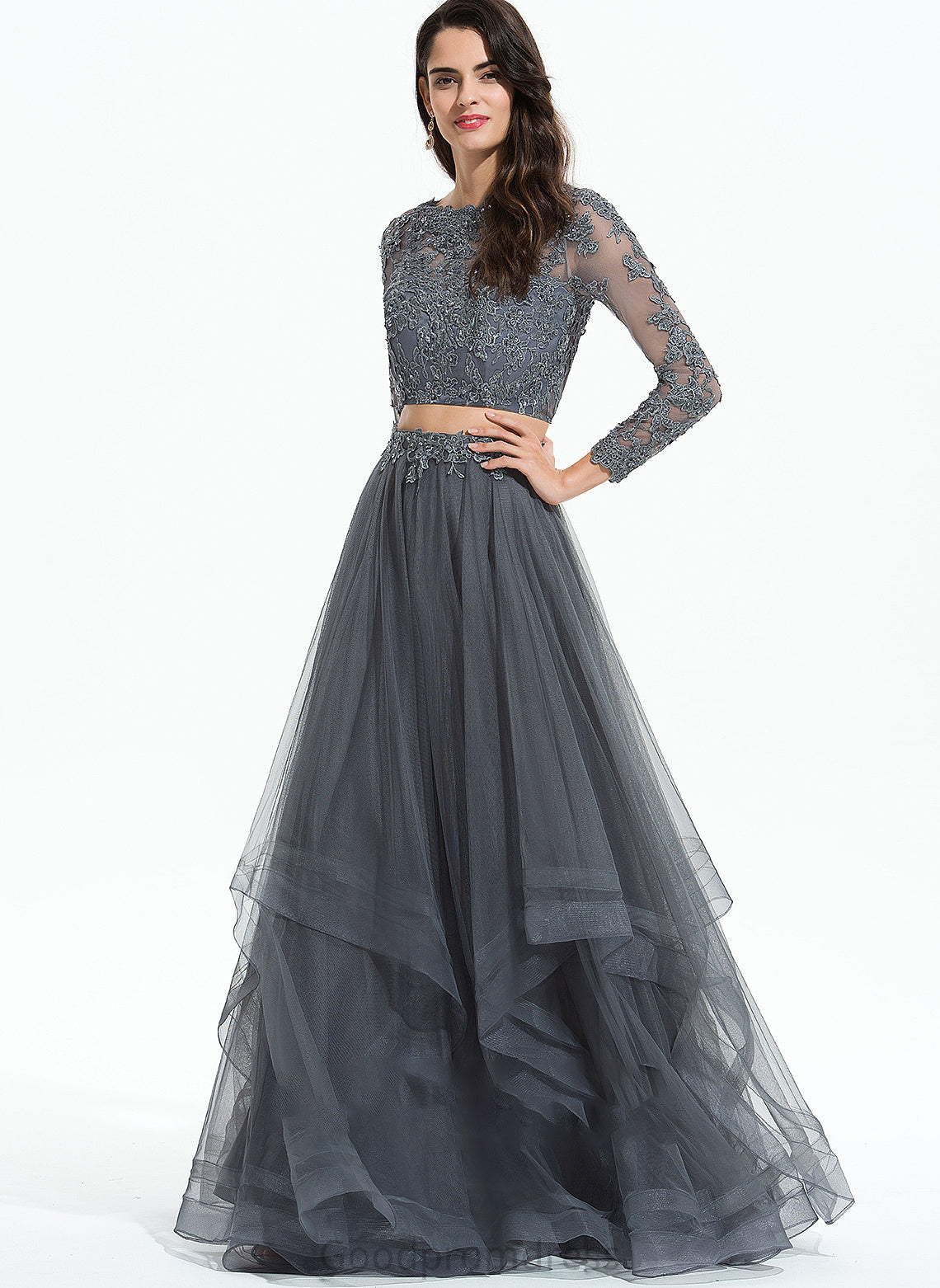 Floor-Length Prom Dresses Beading Scoop With Neck Ball-Gown/Princess Harley Tulle Sequins