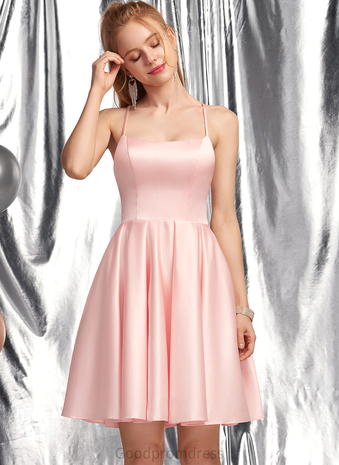 Short/Mini Prom Dresses Satin A-Line Alejandra Square Neckline