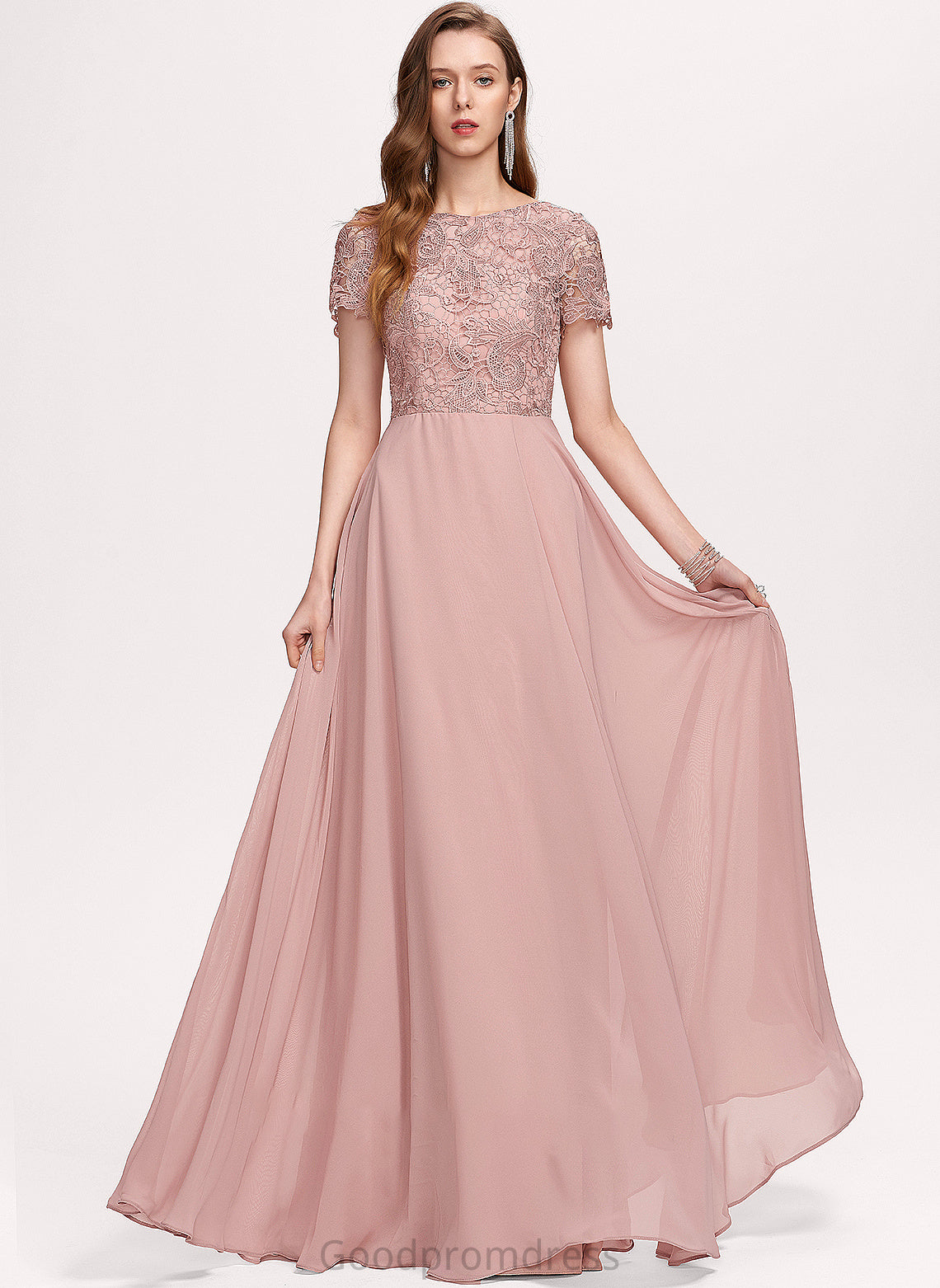 Scoop Chiffon With Prom Dresses Neck Floor-Length Hailey A-Line Sequins