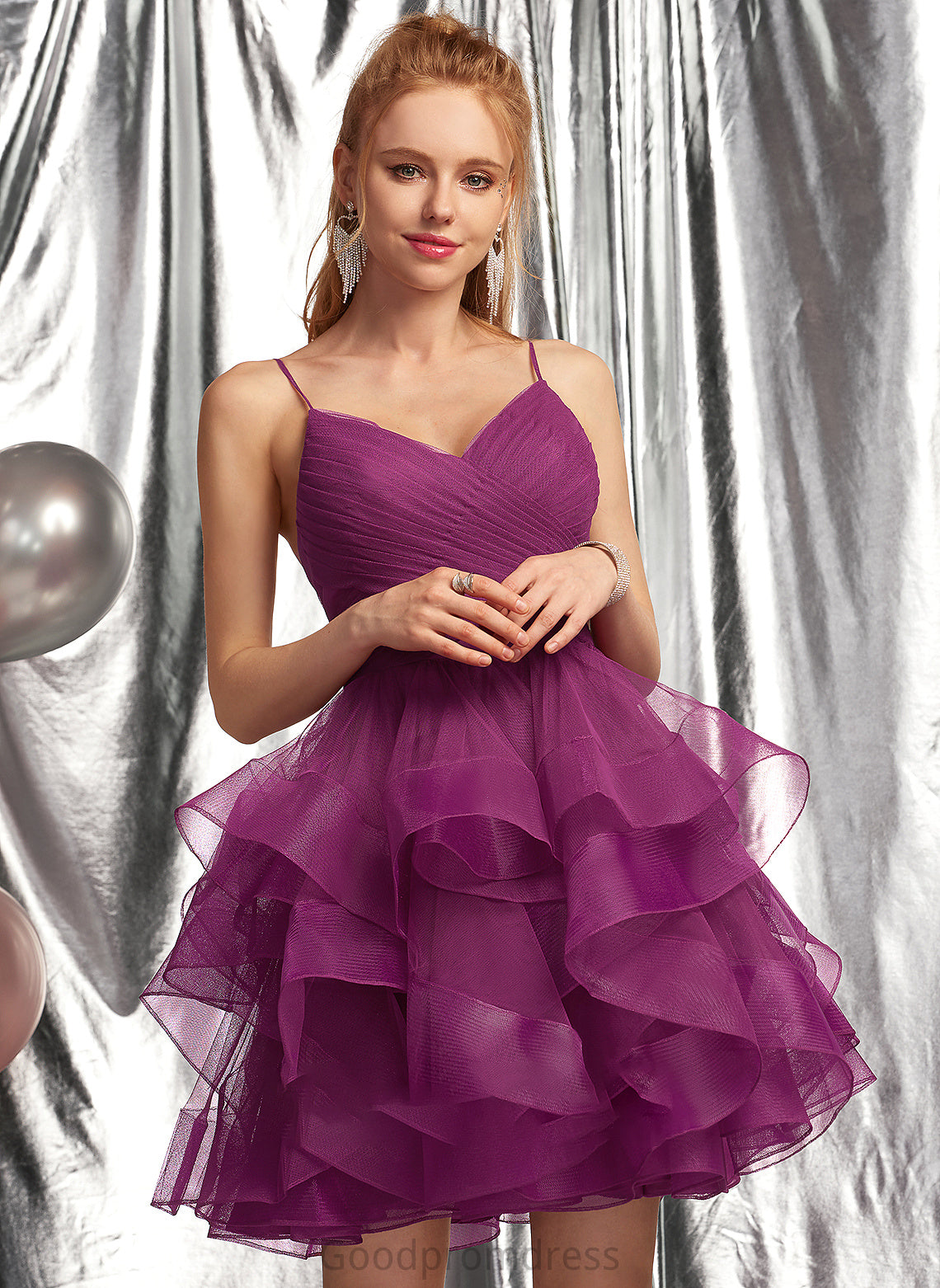 V-neck Tulle Ball-Gown/Princess Short/Mini Prom Dresses Kiersten