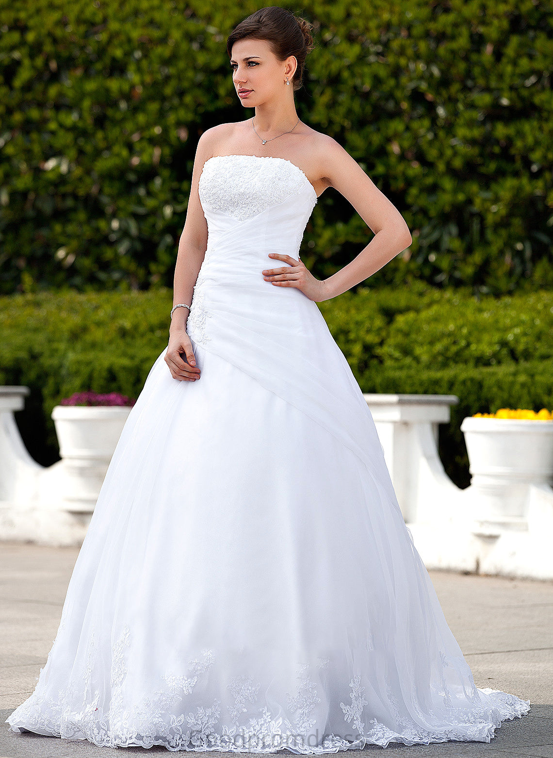 Train With Chapel Jamya Wedding Wedding Dresses Dress Organza Lace Ball-Gown/Princess Satin Strapless Beading